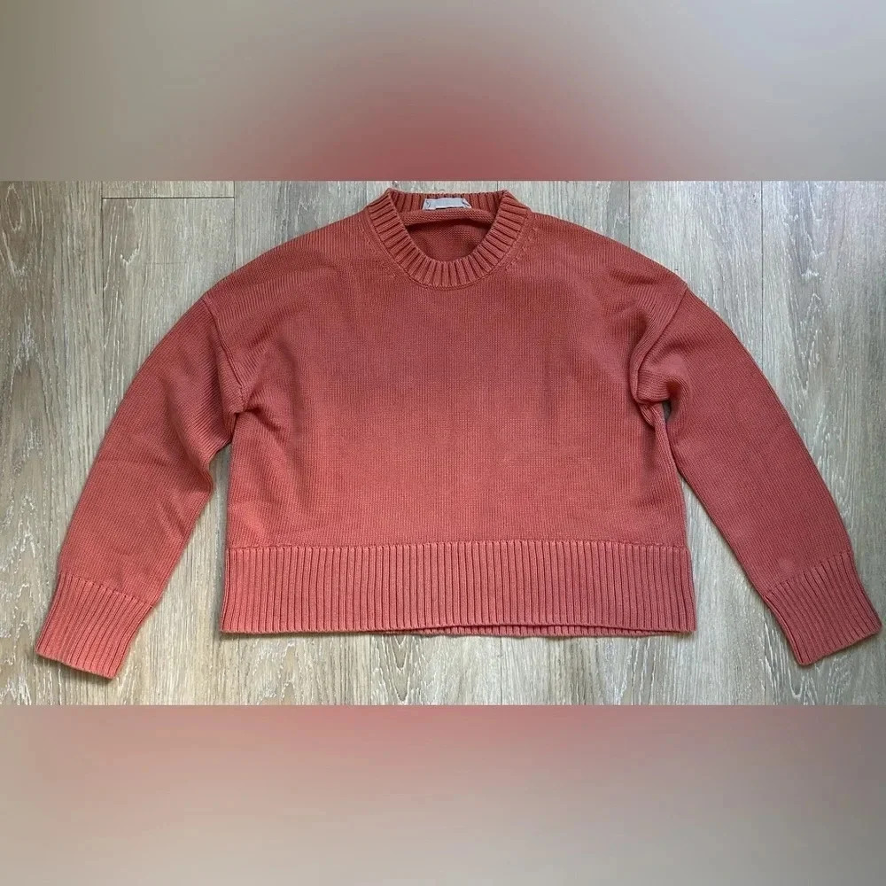 Everlane Burnt Coral Knit Boxy Cropped Sweater Size XXS